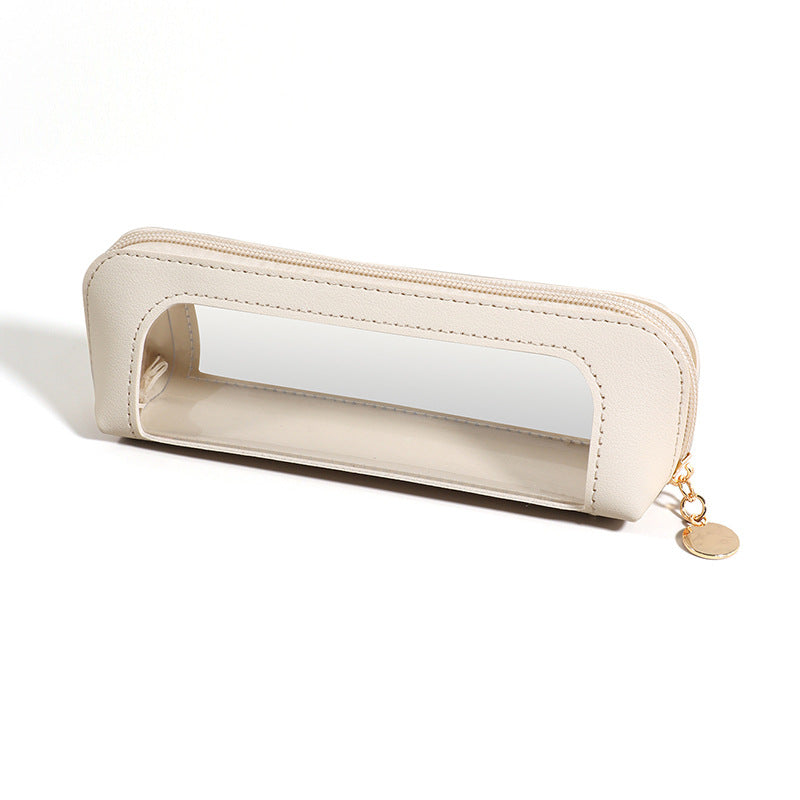 Wholesale Leather transparent large capacity pencil case